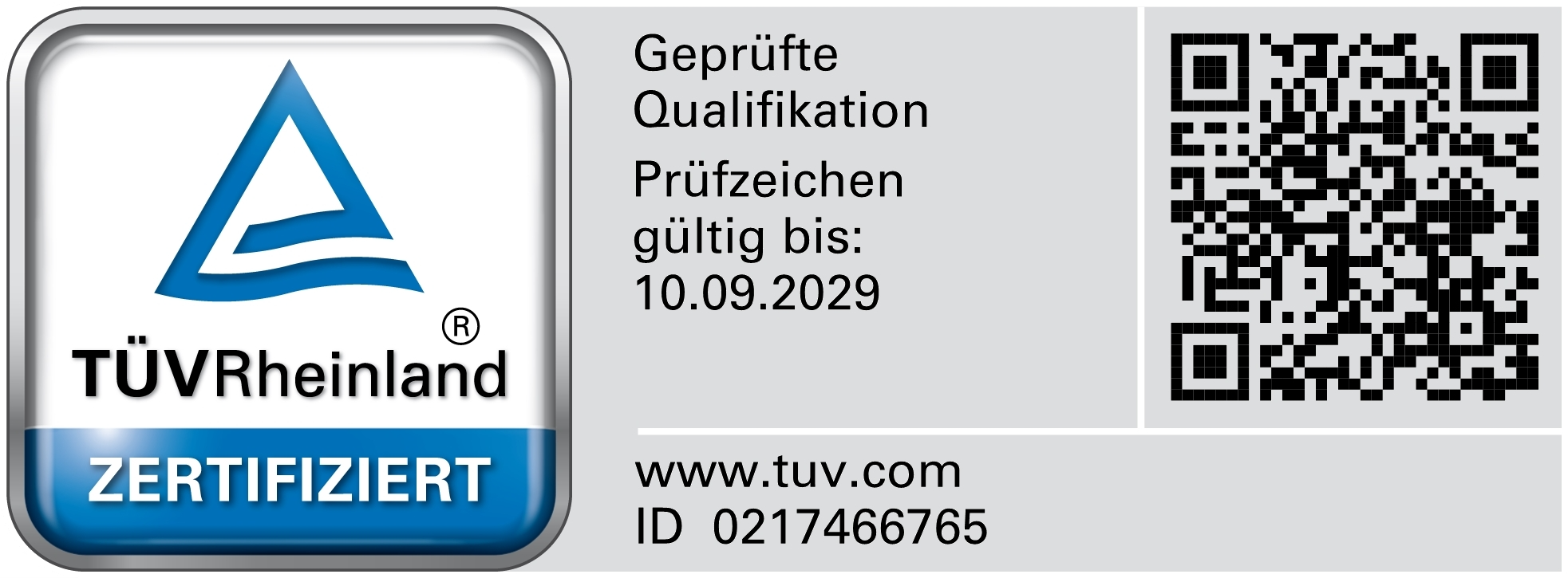 TÜV Rheinland – geprüfte Qualifikation, ID 0217466765